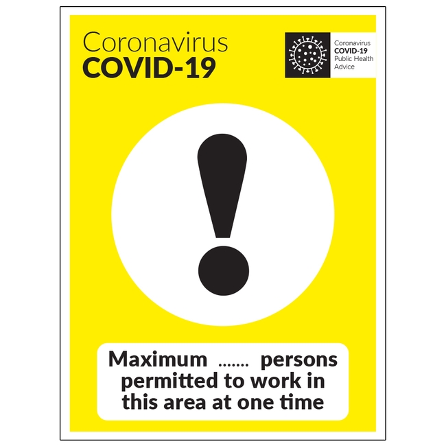COVID-19 Max Persons Permitted Work Sign